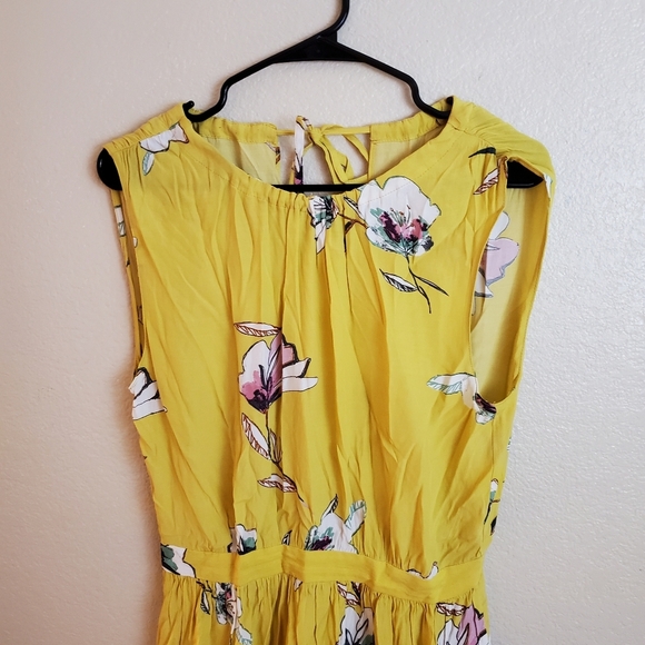 Zara Basic Yellow Floral Sleeveless Boho Summer Spring Midi Dress - Picture 5 of 7